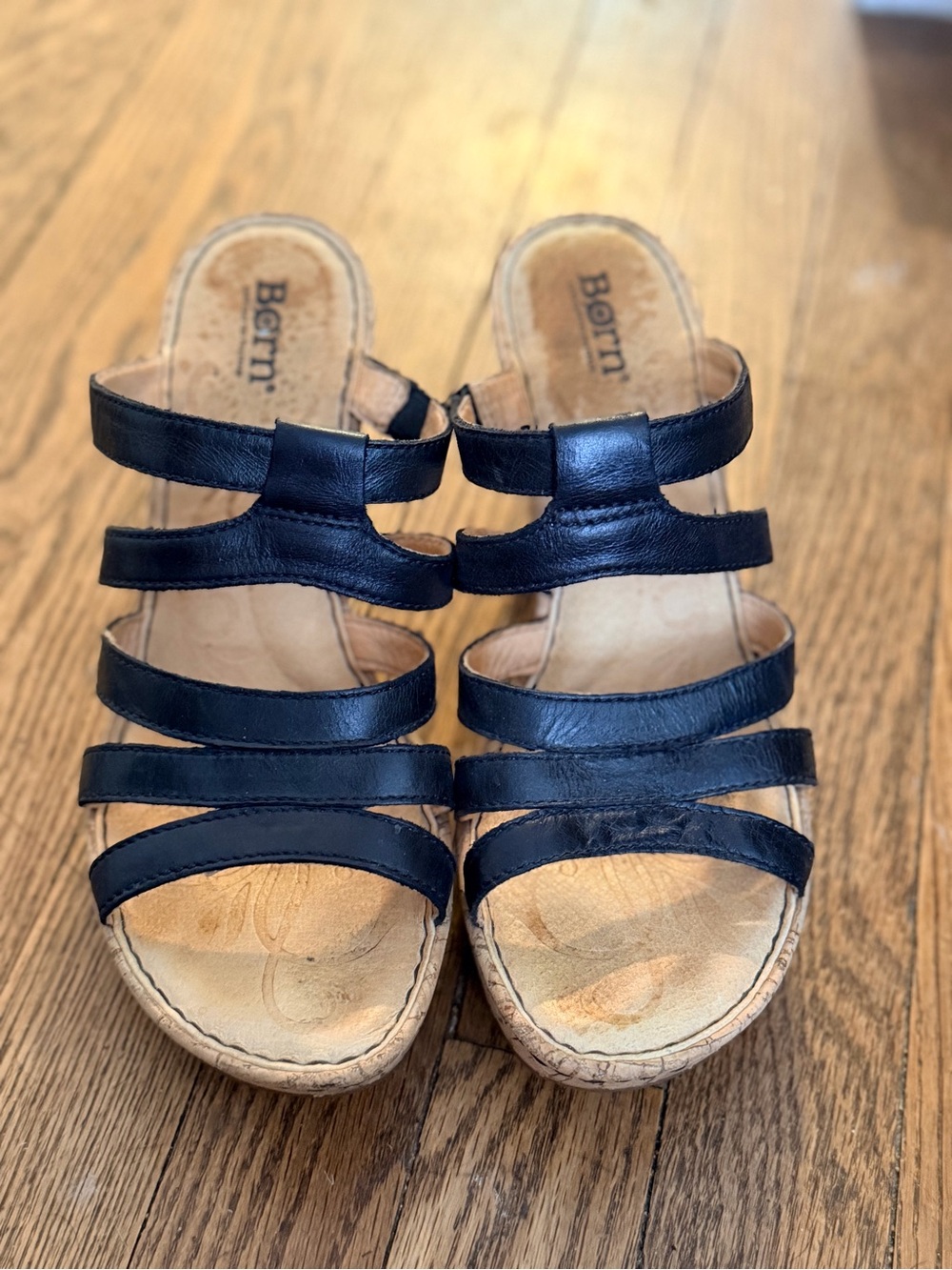 Born Black Multi-Strap Wedge Sandals 9